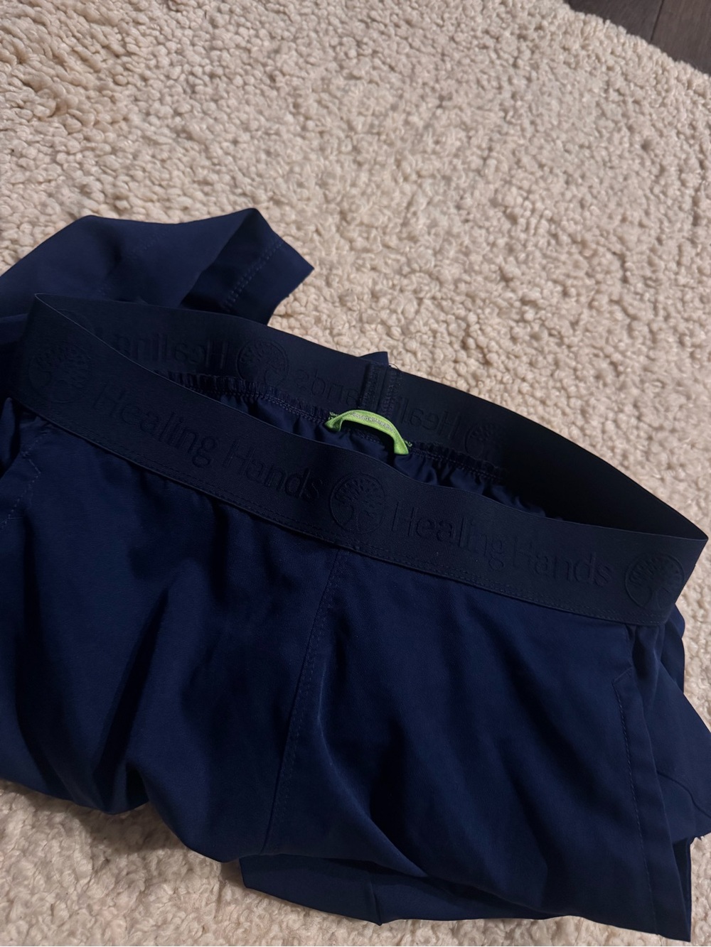 healing hands navy scrub pants with elastic waistband - Picture 2 of 4